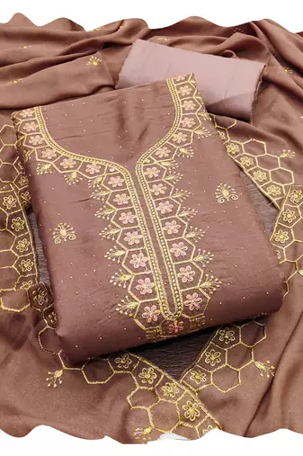 Women levender star georgette  dress material with dupatta