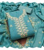 Women sky blue star georgette  dress material with dupatta