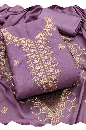 Women voilet star georgette  dress material with dupatta