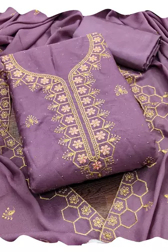 Women voilet star georgette  dress material with dupatta