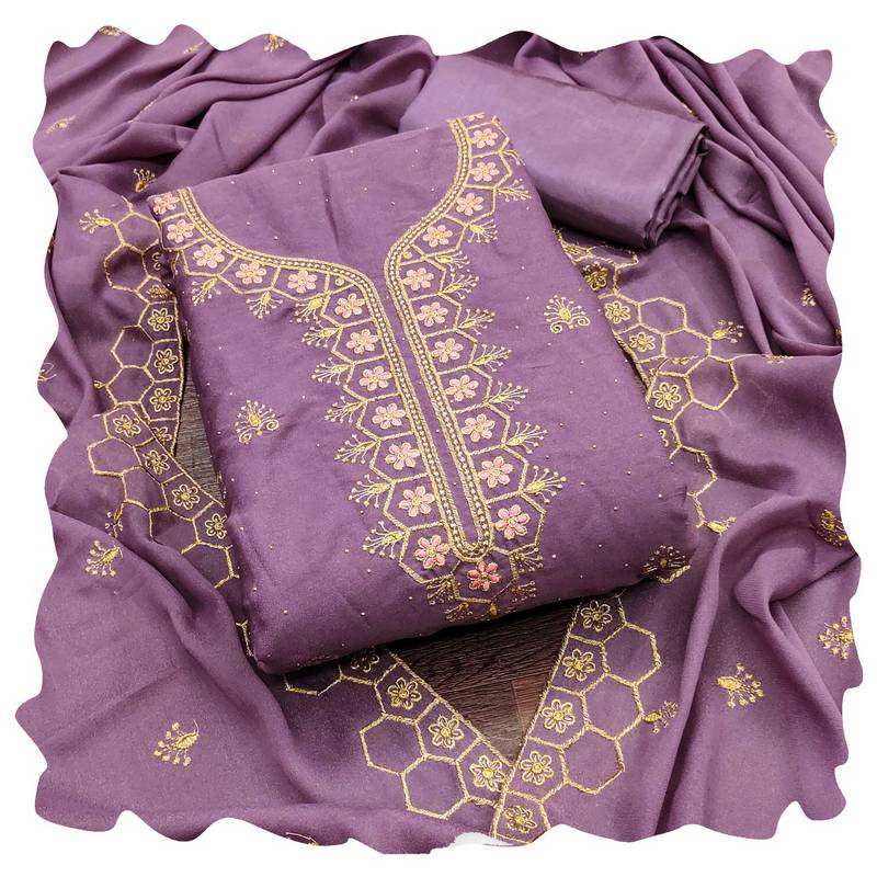 Women voilet star georgette  dress material with dupatta