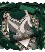 Women green georgette  dress material with dupatta