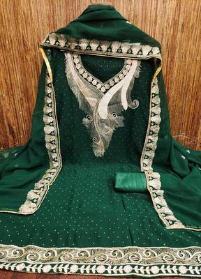 Women green georgette dress material with dupatta 3