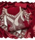 Women maroon georgette  dress material with dupatta