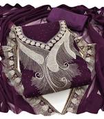 Women purple georgette  dress material with dupatta