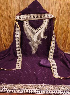 Women purple georgette  dress material with dupatta 3