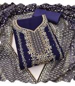 Women blue georgette  dress material with dupatta