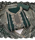 Women green georgette dress material with dupatta
