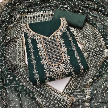 Women green georgette dress material with dupatta 2