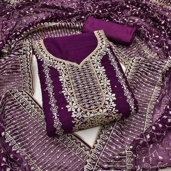Women purple georgette dress material with dupatta 2
