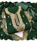 Women green georgette  dress material with dupatta