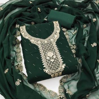 Women green georgette  dress material with dupatta 4