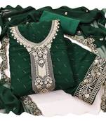 Women green georgette  dress material with dupatta