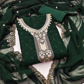 Women green georgette dress material with dupatta 4