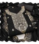 Women black georgette  dress material with dupatta