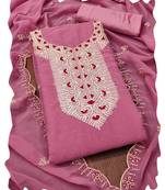 Women pink georgette  dress material with dupatta