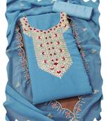 Women sky blue georgette  dress material with dupatta