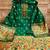 Women green banarasi silk  dress material with dupatta