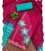 Women pink coco silk  dress material with dupatta