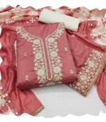 Women peach jalpari cotton  dress material with dupatta