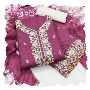 Women purple jalpari cotton dress material with dupatta 1