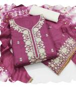 Women purple jalpari cotton  dress material with dupatta