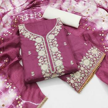 Women purple jalpari cotton dress material with dupatta 2
