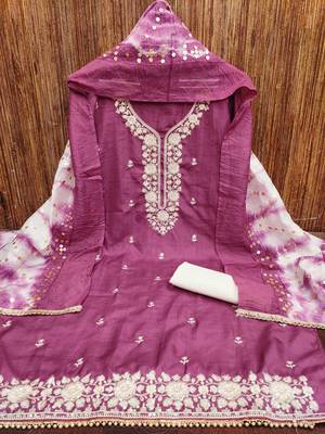 Women purple jalpari cotton dress material with dupatta 3