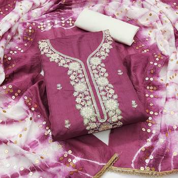 Women purple jalpari cotton dress material with dupatta 4