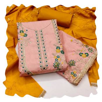 Women peach jalpari cotton  dress material with dupatta 1