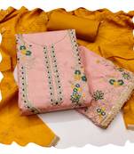 Women peach jalpari cotton  dress material with dupatta