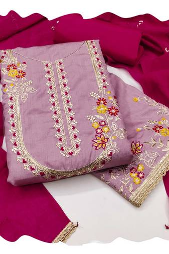 Women pink jalpari cotton  dress material with dupatta