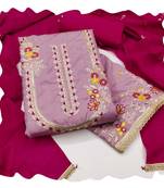 Women pink jalpari cotton  dress material with dupatta