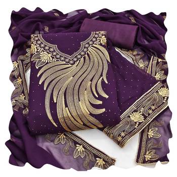 Women voilet georgette  dress material with dupatta 1