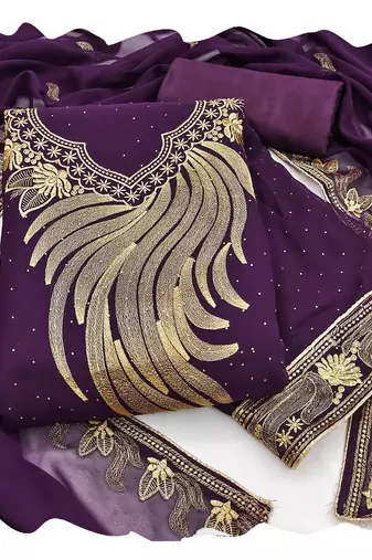 Women voilet georgette  dress material with dupatta