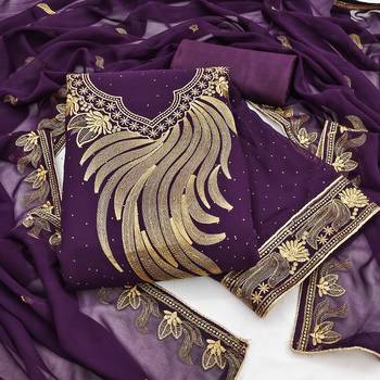 Women voilet georgette  dress material with dupatta 2