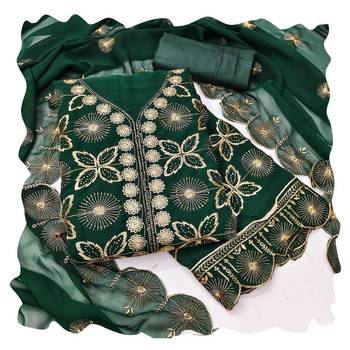 Women green georgette dress material with dupatta 1