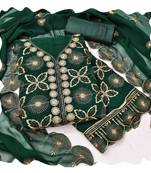 Women green georgette  dress material with dupatta