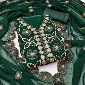 Women green georgette dress material with dupatta 4