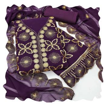 Women purple georgette dress material with dupatta 1