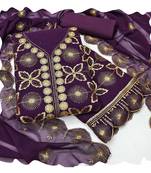 Women purple georgette  dress material with dupatta