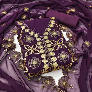 Women purple georgette dress material with dupatta 4