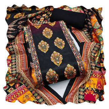 Women multi chinnon dress material with dupatta 1