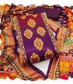 Women multi chinnon  dress material with dupatta