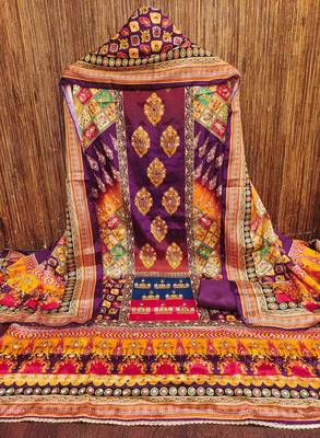 Women multi chinnon dress material with dupatta 3