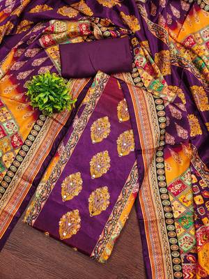 Women multi chinnon dress material with dupatta 4