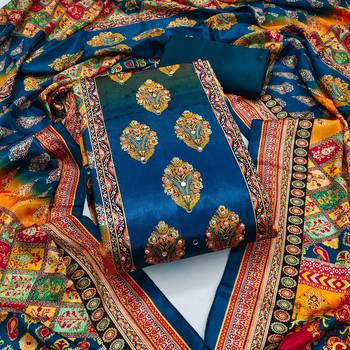 Women multi chinnon dress material with dupatta 2