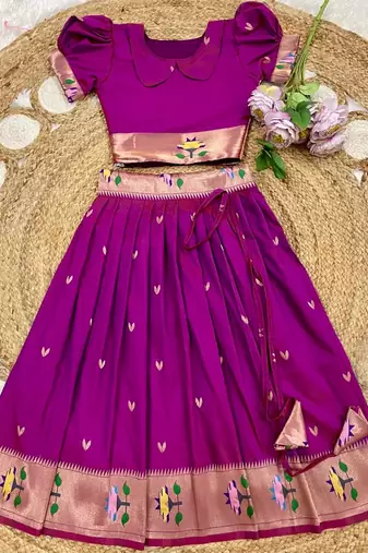 girls silk pattu pavadai lehenga set
