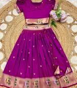 girls silk pattu pavadai lehenga set