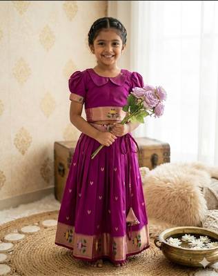 girls silk pattu pavadai lehenga set 1